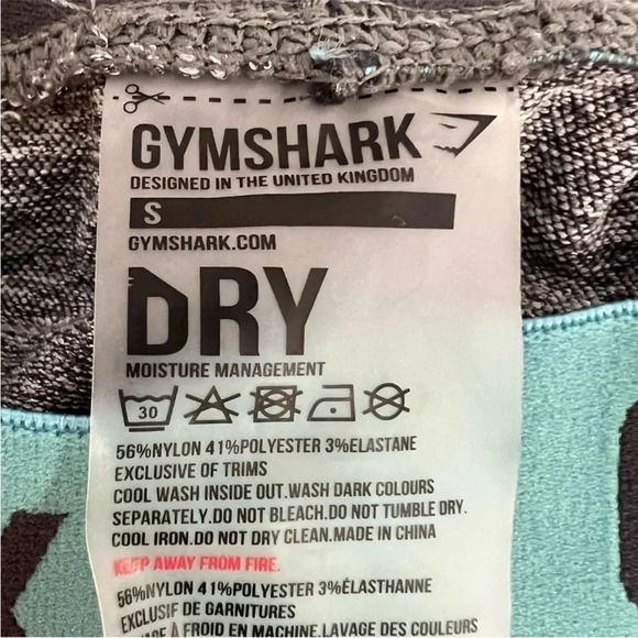 Gymshark Flex Seamless Grey Charcoal Marl/Dusty Teal Band Crop Leggings Size S - Picture 5 of 5
